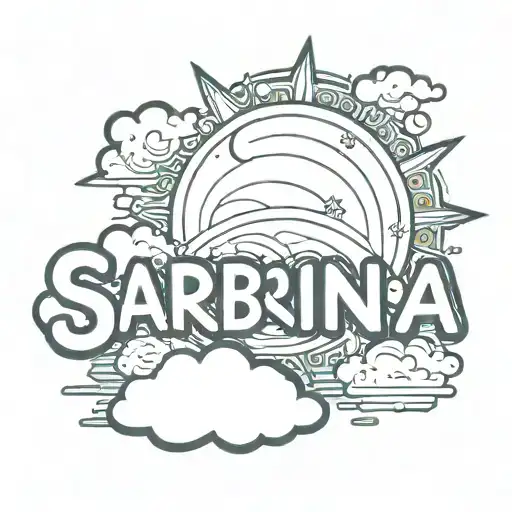 The Name Sabrina With And Sun And Some Clouds Floating