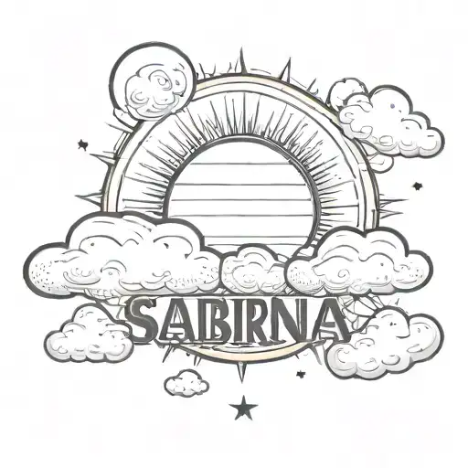 The Name Sabrina With And Sun And Some Clouds Surrounding