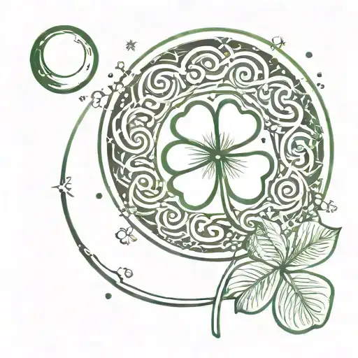 Four Leaf Clover And Moon