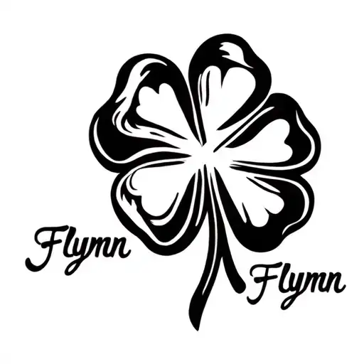 A Shamrock Where The Stem Comes Down And Forms The Word Flynn In Script Handwriting