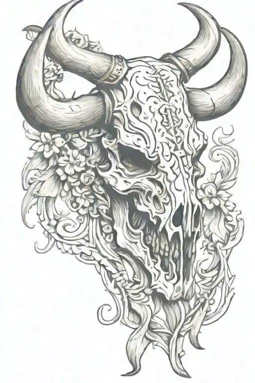 Western Bull Skull Sleeve Inspired
