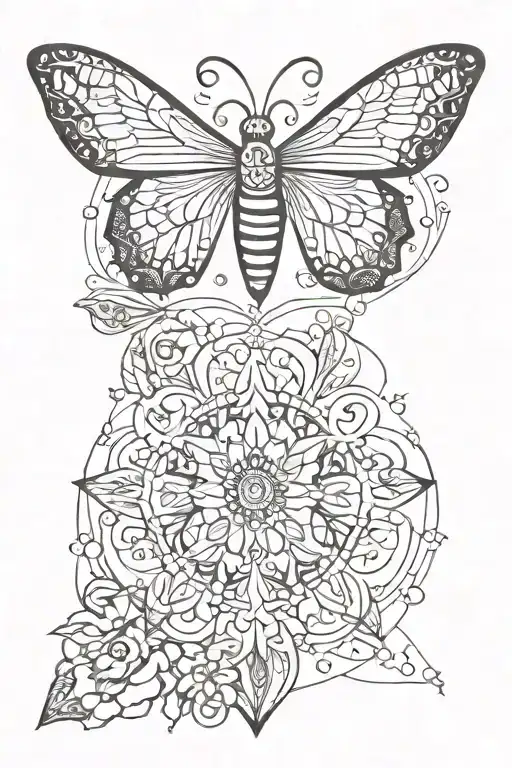 Ornamental Mandala With Moth