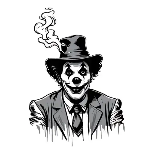 Clown Guy Wearing Hat & Smoking