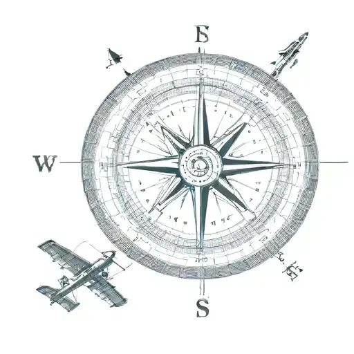 A Compass With A Plane At The End