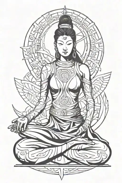 Female Warrior Meditating