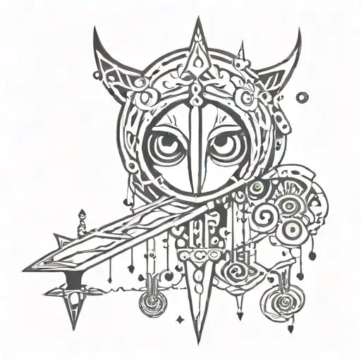 Dagger With Eyes And Strings Of Beads