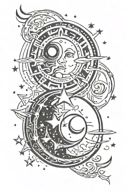 Stars With A Sun On Moon Merging Together