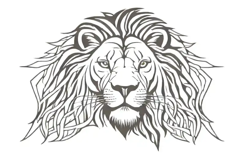 Lion Roaring With Borders Above And Below