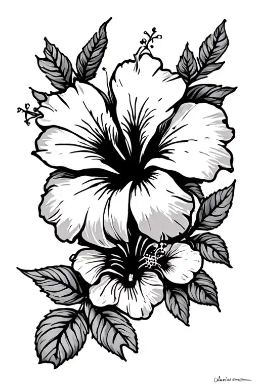 Hibiscus Flowers And Spider Web