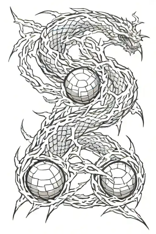 Lightning Bolt Intertwined Around Dragon Balls