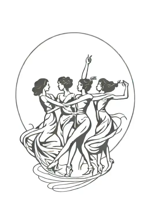 Three Women Dancing In A Circle