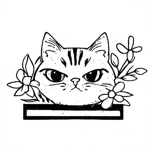 Cat And Little Spring Flowers