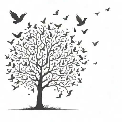 A Tree With Birds On It And Flying Away Make Friends
