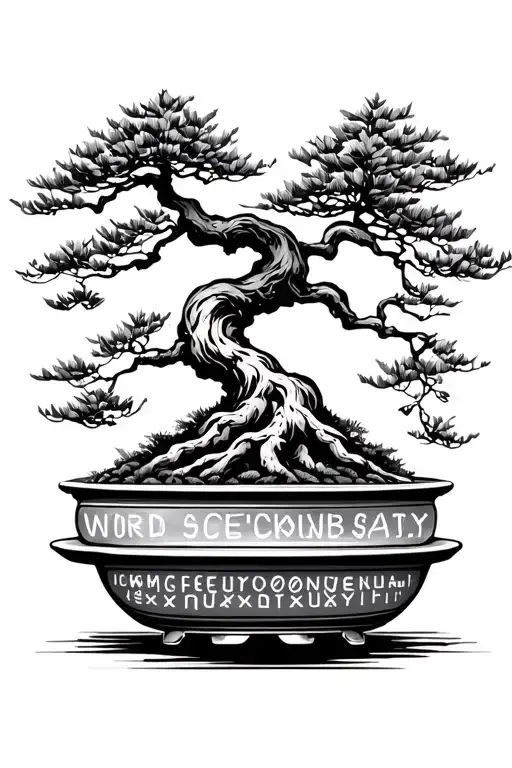 Bonsai Tree With Word Search Puzzle Pieces Forming