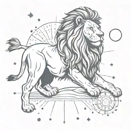Lion And Sun With Leo Constellation