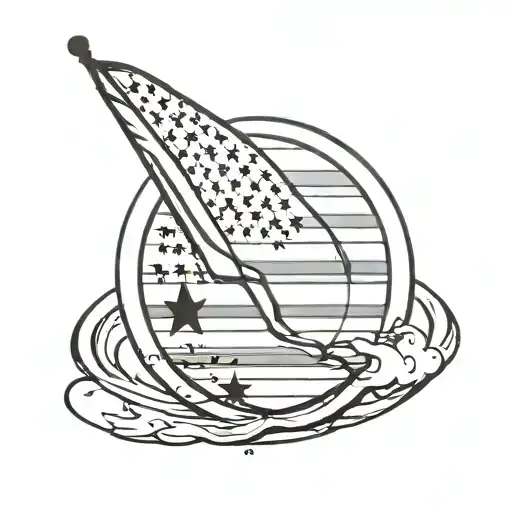 Circle And American Flag Inside