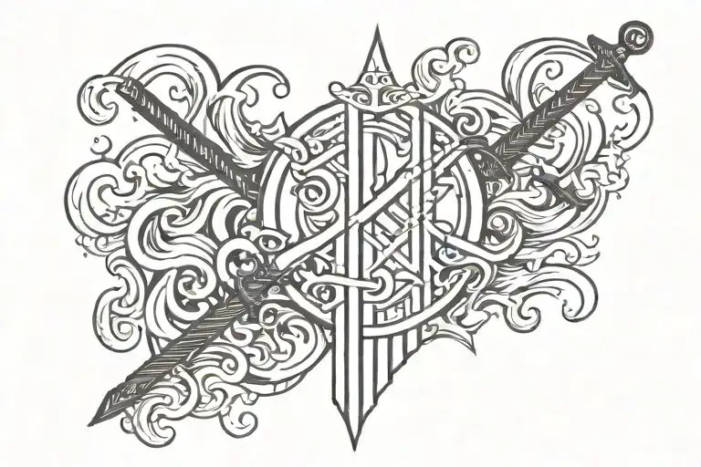 Waves And Sword And Crown