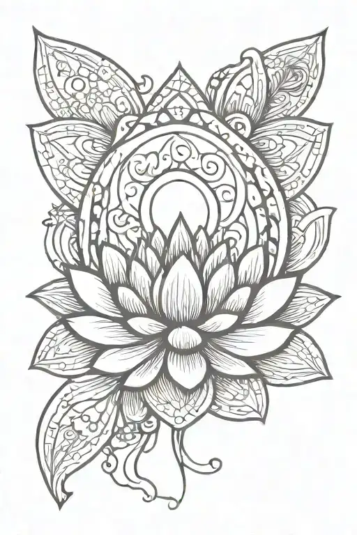 Unalome Symbol With Lotus