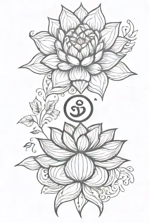 Unalome Symbol With Lotus