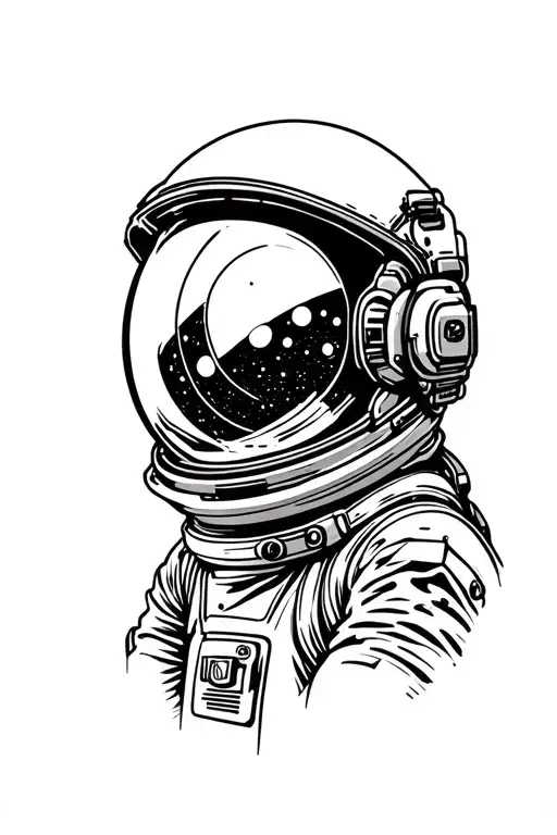 Astronaut Helmet With Space Reflection