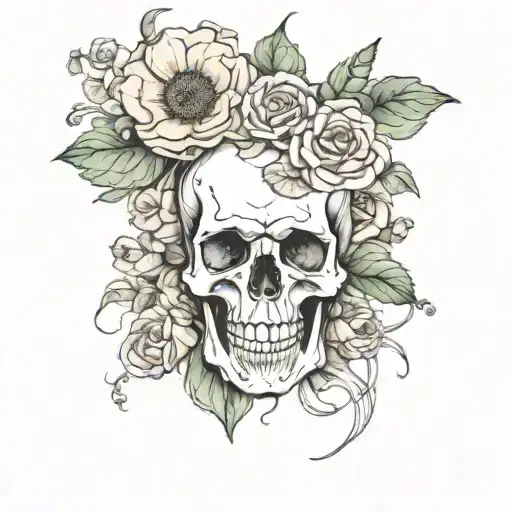 Skull In The Centre Of Flower