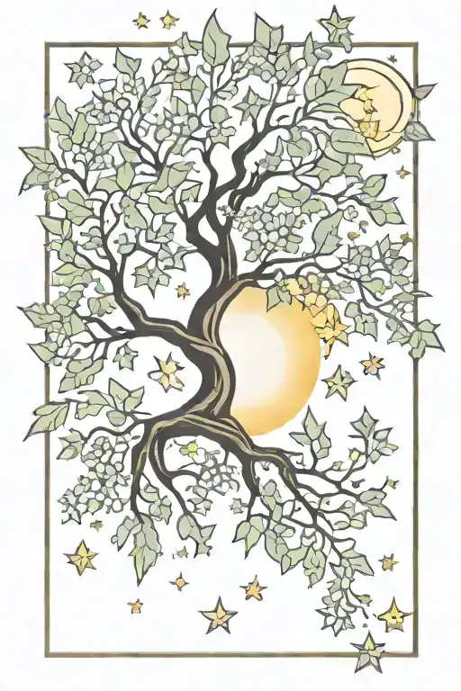 Sun Tree Stars Flowers Leaves