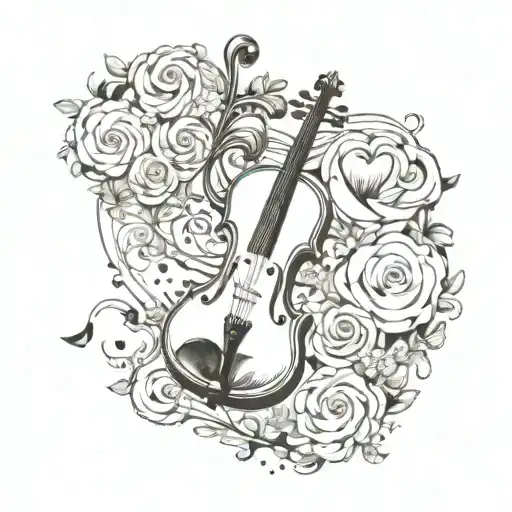 Violin And Heart Symbolizing Love