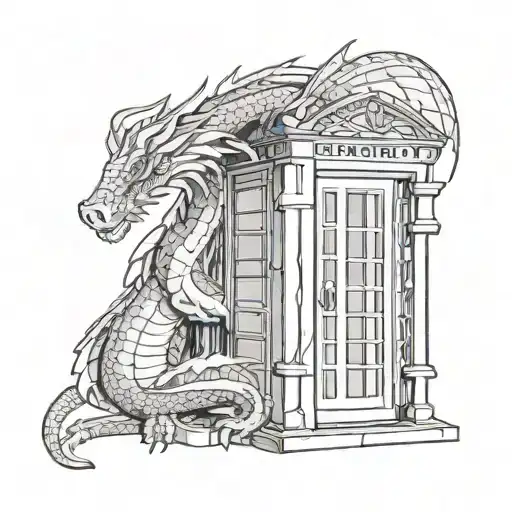 Dragon Wrapped Around An English Phonebooth