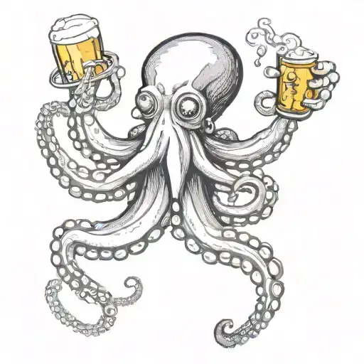 Octopus With Beer And Cigarette