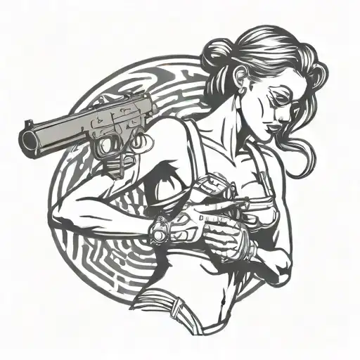 Gangster Girl In Bra With Gun