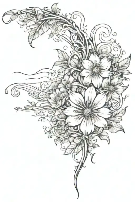 Spine Tattoo Ocean And Floral Theme