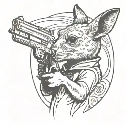 Western Kangaroo Holding A Revolver
