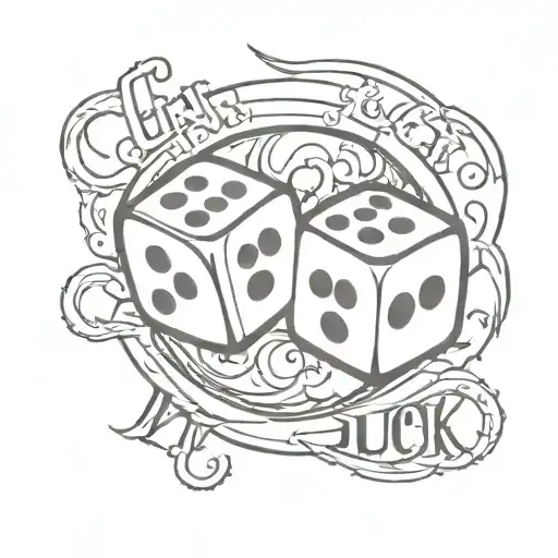 Two Dice And A Horseshoe With Text 'Change My Luck'