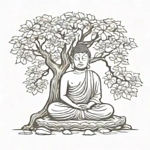 Buddha Sitting Under The Tree