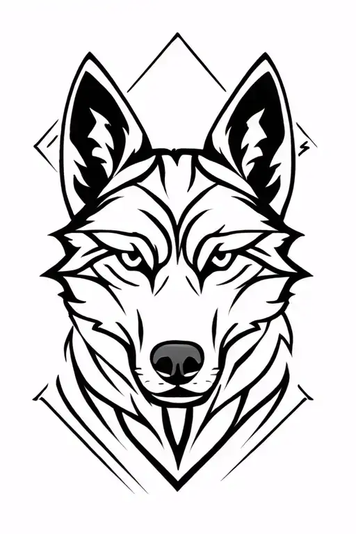 Wolf Face Tattoo Design In A Diamond Shape