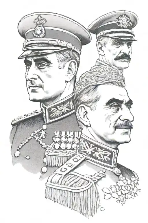 Portrait Of Reza Shah Pahlavi And Mohammad Reza Shah Pahlavi And Crown Prince Of Iran