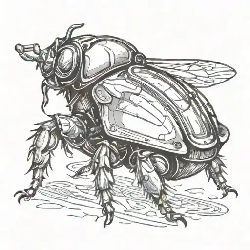 Side Profile Space Beetle With Wings