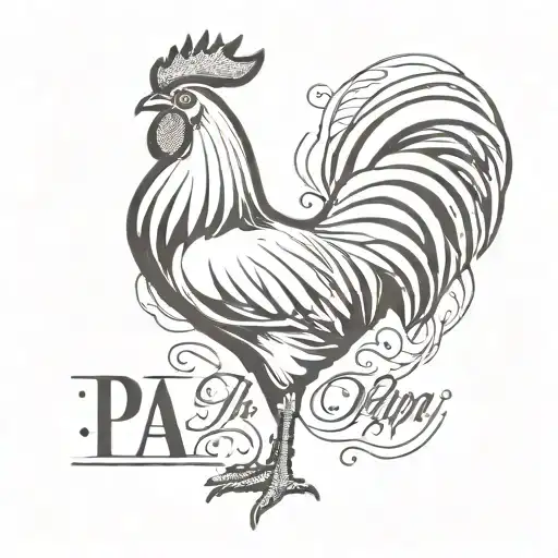 Rooster With The Word Papa Written On It