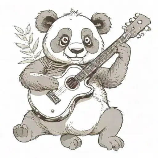 Cute Panda Playing A Guitar