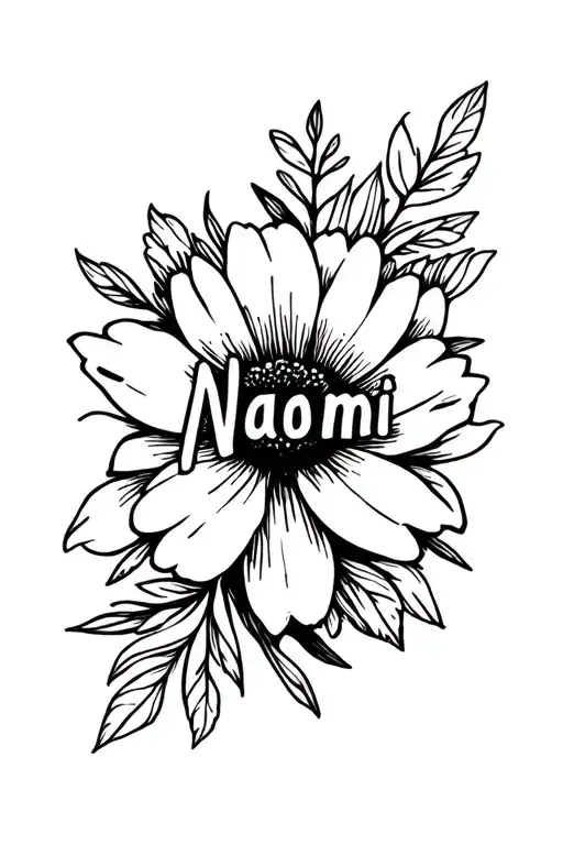 Naomi Name Written Into A Flower Surrounded