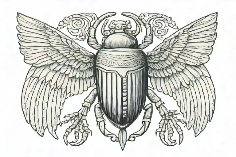 Sacred Egyptian Scarab With Open Wings