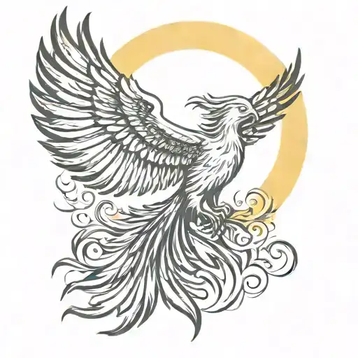Phoenix Rising Phoenix Wings Spread Bright Sun
