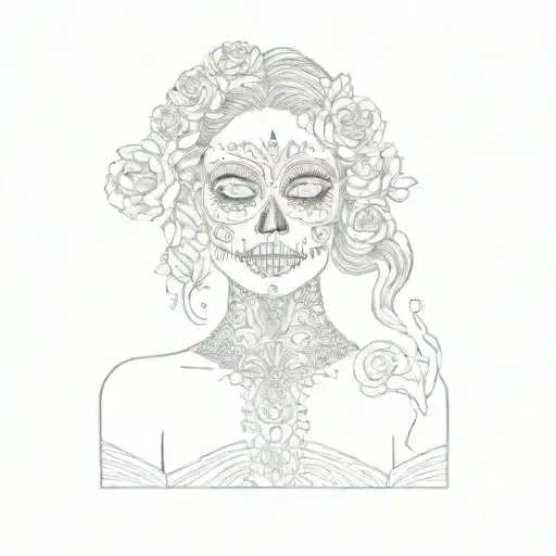 A Woman With Sugar Skull Makeup