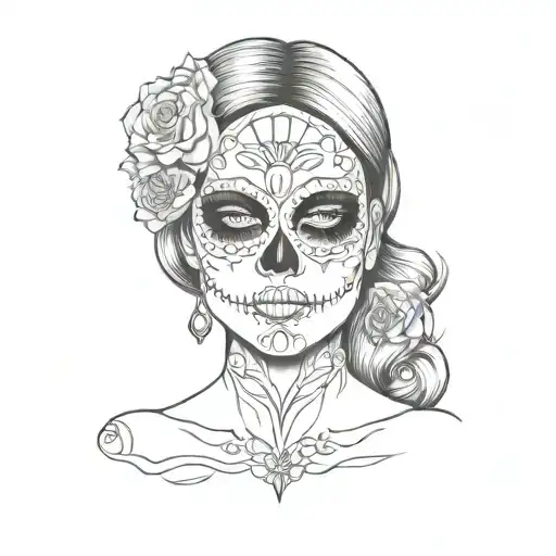 A Woman With Sugar Skull Makeup