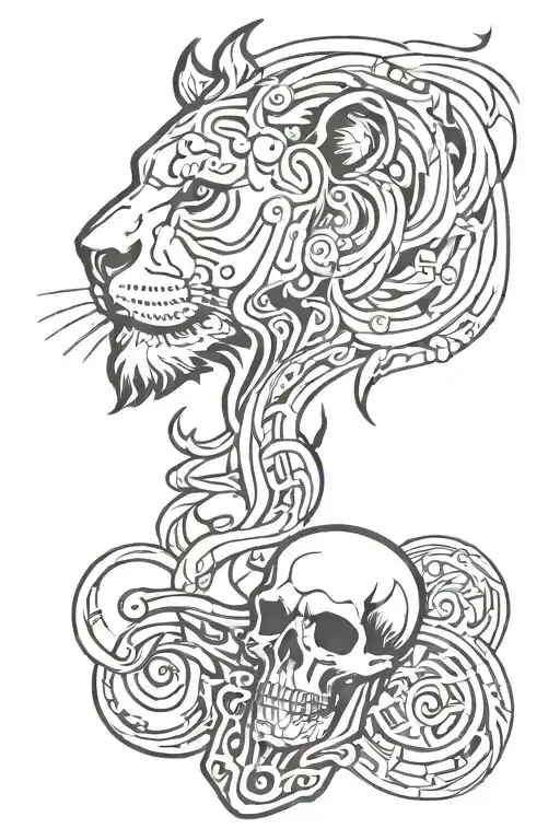 Leo Zodiac Tattoo With Skull
