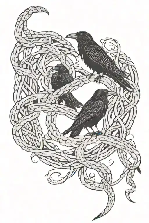 A Raven And Snakes Entwined