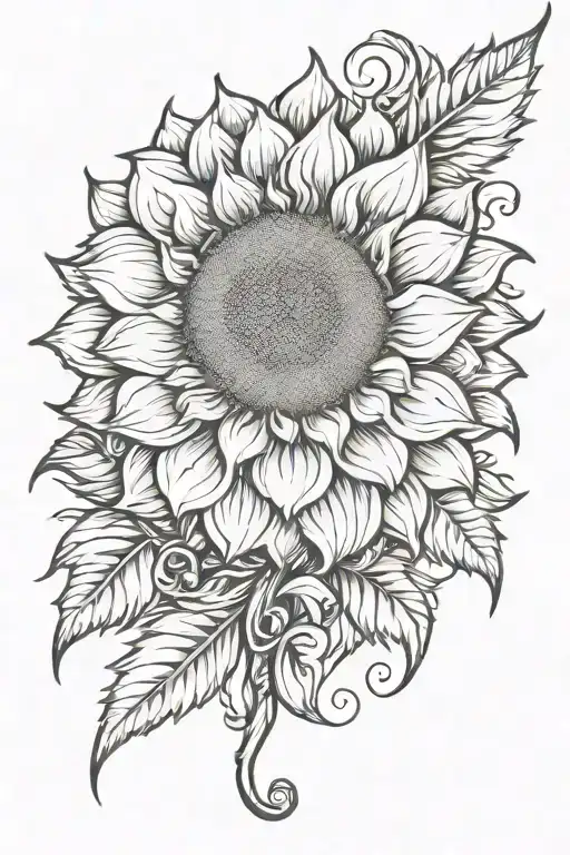 Spine Tattoo With A Sunflower