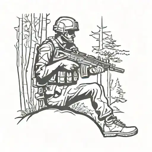 Soldier In The Forest Belt