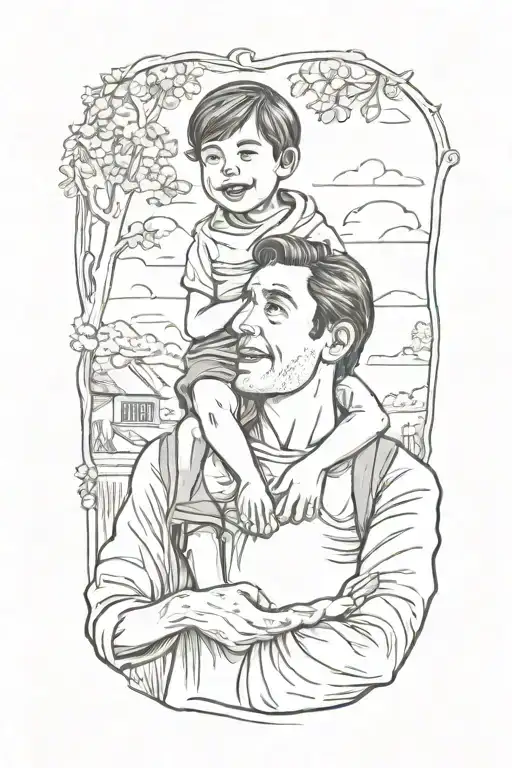 Son On Fathers Shoulders