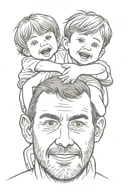 Son On Fathers Shoulders Behind